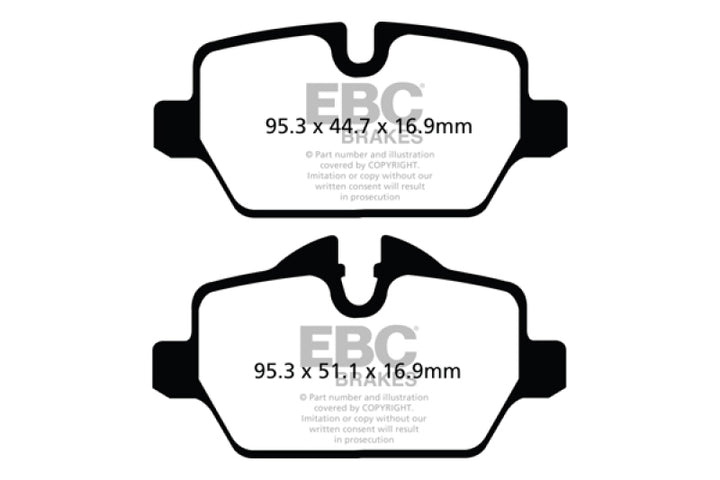 EBC 10+ Mini Countryman 1.6 Cooper Redstuff Rear Brake Pads - Bull Strap
