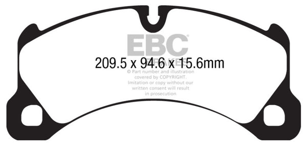 EBC 10+ Porsche Cayenne 3.6 Yellowstuff Front Brake Pads - Bull Strap