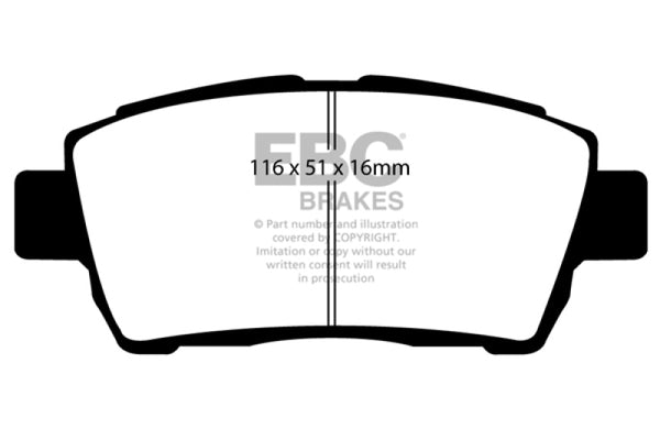 EBC 11-15 Scion IQ 1.3 Yellowstuff Front Brake Pads - Bull Strap