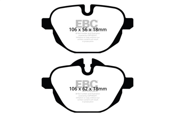 EBC 11+ BMW X3 2.0 Turbo (F25) Ultimax2 Rear Brake Pads - Bull Strap