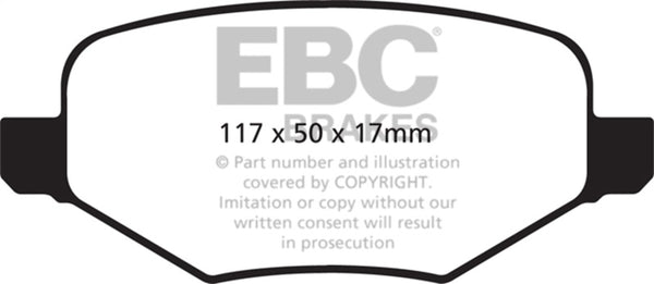 EBC 11+ Ford Explorer 2.0 Turbo 2WD Greenstuff Rear Brake Pads - Bull Strap