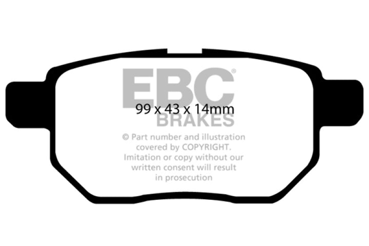 EBC 11+ Lexus CT200h 1.8 Hybrid Greenstuff Rear Brake Pads - Bull Strap