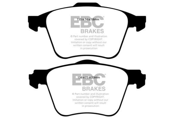 EBC 11+ Volvo S60 2.5 Turbo T5 (315mm Front Rotors) Yellowstuff Front Brake Pads - Bull Strap