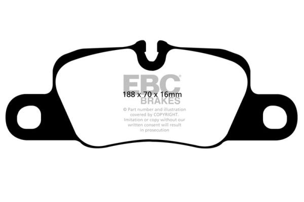 EBC 12-15 Porsche 911 (991) (Cast Iron Rotor only) 3.8 Carrera S Yellowstuff Rear Brake Pads - Bull Strap
