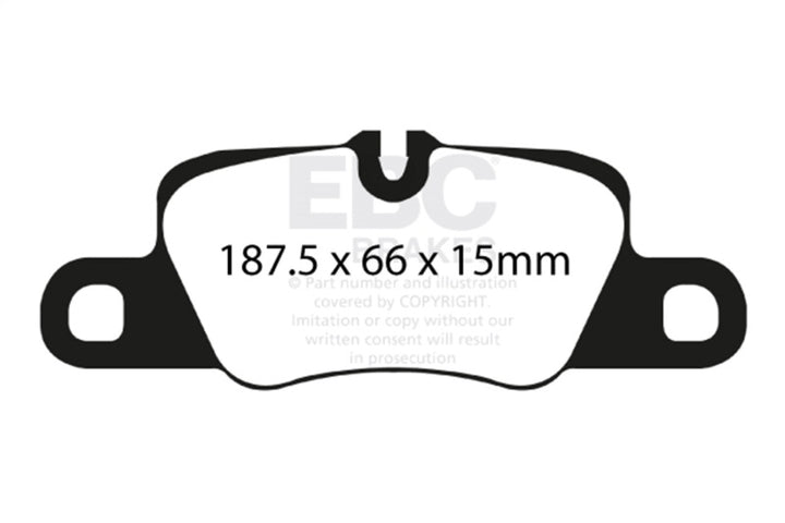 EBC 12-15 Porsche 911 (991) (Cast Iron Rotor only) 3.8 Carrera S Yellowstuff Rear Brake Pads - Bull Strap