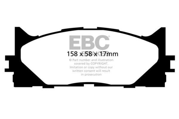 EBC 12-17 Toyota Camry 2.5L Yellowstuff Front Brake Pads - Bull Strap