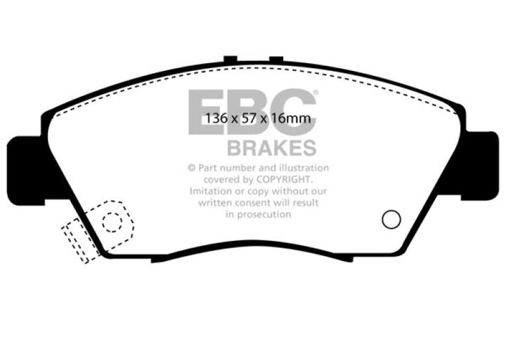 EBC 12 Acura ILX 1.5 Hybrid Redstuff Front Brake Pads - Bull Strap