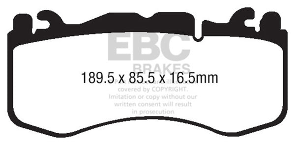 EBC 12+ Aston Martin Vantage 4.7 Yellowstuff Front Brake Pads - Bull Strap