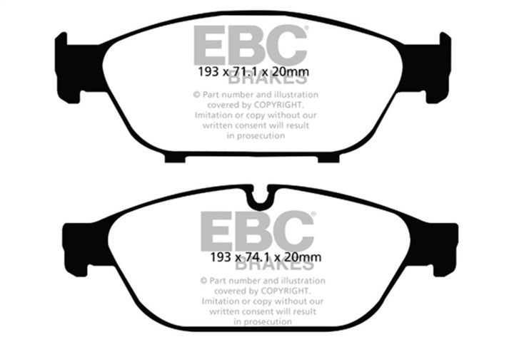 EBC 12+ Audi A6 Quattro 3.0 Supercharged Yellowstuff Front Brake Pads - Bull Strap