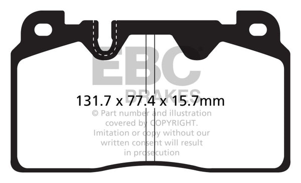 EBC 12+ Audi Q5 2.0 Turbo (Brembo) Redstuff Front Brake Pads - Bull Strap