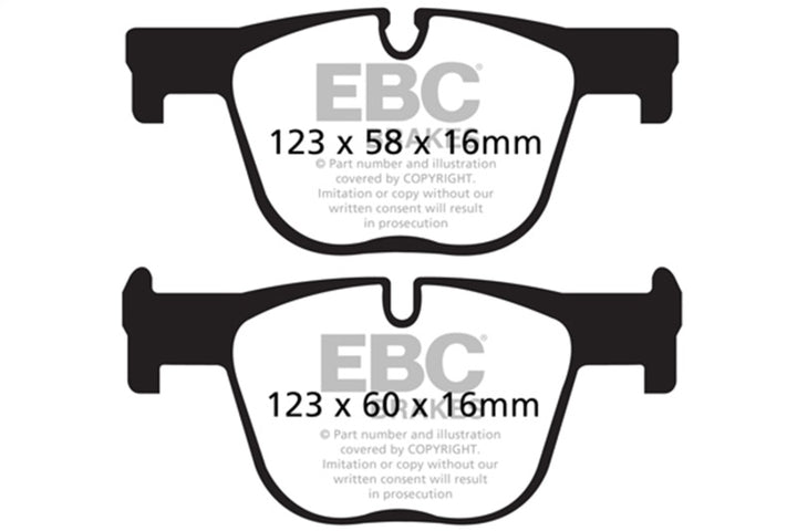 EBC 12+ BMW 335 3.0 Turbo (F30) Yellowstuff Rear Brake Pads - Bull Strap