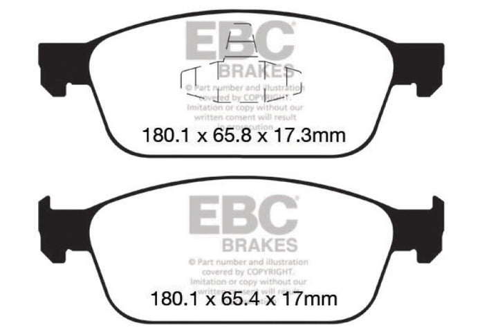 EBC 12+ Ford Focus 2.0 Turbo ST Greenstuff Front Brake Pads - Bull Strap