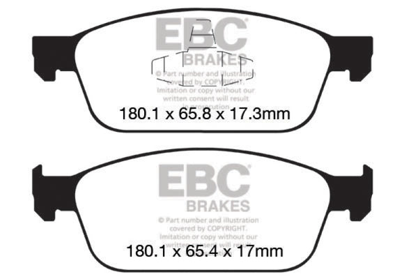 EBC 12+ Ford Focus 2.0 Turbo ST Redstuff Front Brake Pads - Bull Strap