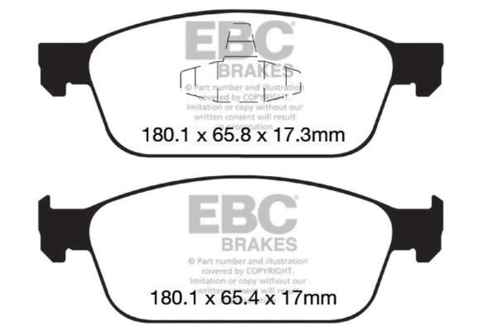 EBC 12+ Ford Focus 2.0 Turbo ST Yellowstuff Front Brake Pads - Bull Strap