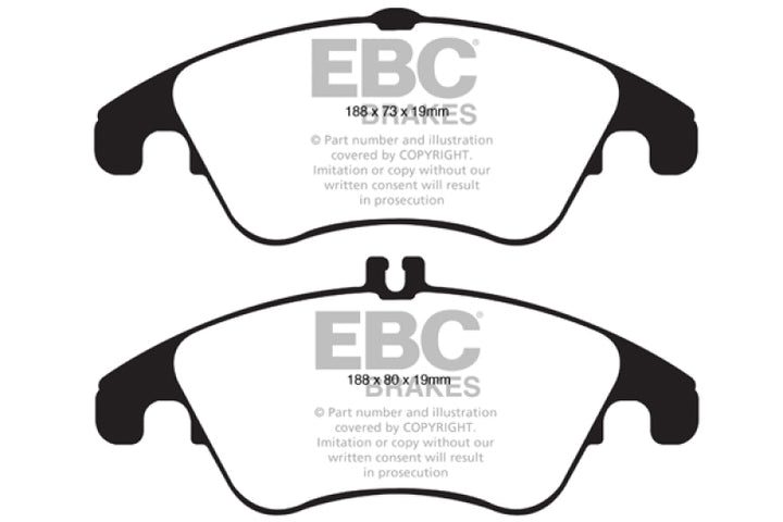EBC 12+ Mercedes-Benz C250 Coupe 1.8 Turbo Sport Edition Yellowstuff Front Brake Pads - Bull Strap