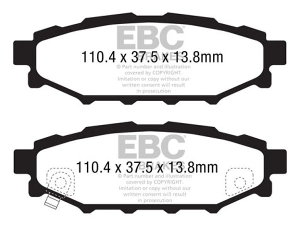 EBC 12+ Subaru BRZ 2.0 (solid rear rotors) Greenstuff Rear Brake Pads - Bull Strap