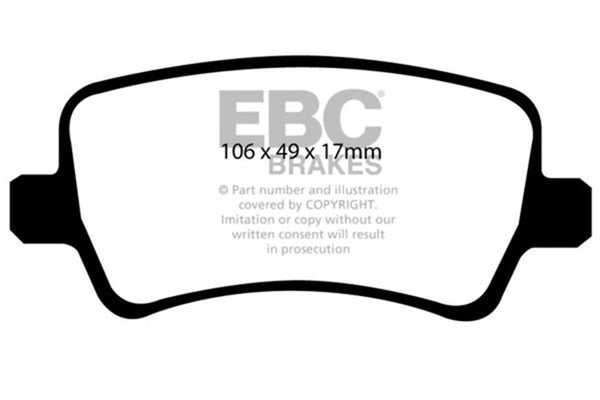 EBC 13-15 Land Rover LR2 2.0 Turbo Yellowstuff Rear Brake Pads - Bull Strap