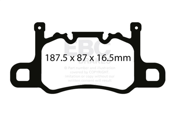 EBC 13-15 Porsche 911 (991) (Cast Iron Rotor only) 3.8 GT3 Yellowstuff Rear Brake Pads - Bull Strap