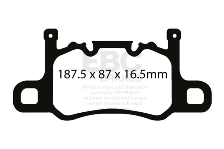 EBC 13-15 Porsche 911 (991) (Cast Iron Rotor only) 3.8 GT3 Yellowstuff Rear Brake Pads - Bull Strap