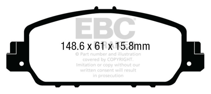 EBC 13-17 Honda Accord Coupe 2.4 EX Redstuff Front Brake Pads - Bull Strap