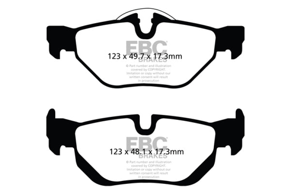 EBC 13+ BMW X1 2.0 Turbo (28i) Yellowstuff Rear Brake Pads - Bull Strap