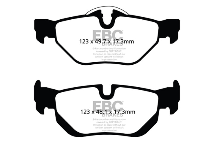 EBC 13+ BMW X1 2.0 Turbo (28i) Yellowstuff Rear Brake Pads - Bull Strap