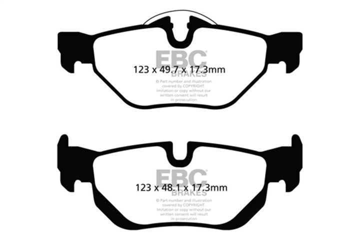EBC 13+ BMW X1 2.0 Turbo (28i) Yellowstuff Rear Brake Pads - Bull Strap