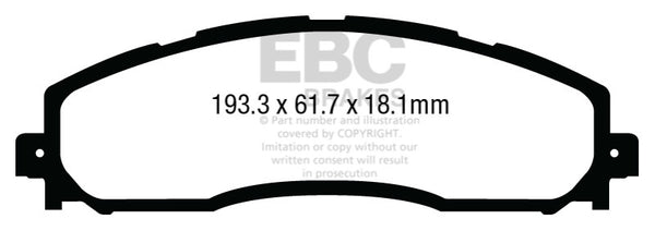 EBC 13+ Ford F250 (inc Super Duty) 6.2 (2WD) Extra Duty Rear Brake Pads - Bull Strap