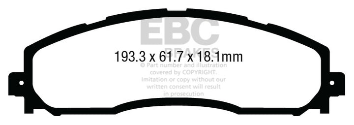 EBC 13+ Ford F250 (inc Super Duty) 6.2 (2WD) Extra Duty Rear Brake Pads - Bull Strap