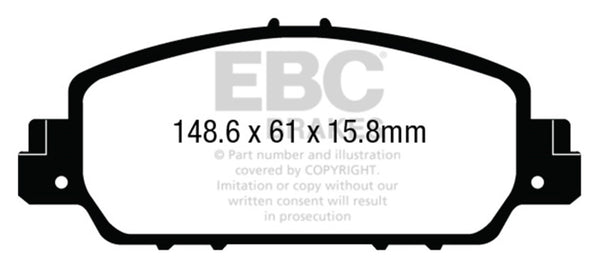 EBC 13+ Honda Accord Coupe 2.4 EX Yellowstuff Front Brake Pads - Bull Strap