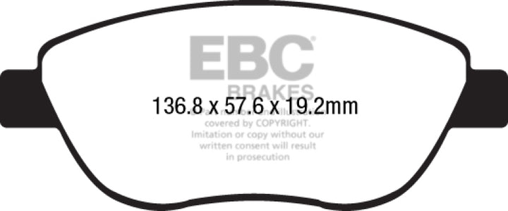 EBC 14-17 Fiat 500 Redstuff Ceramic Low Dust Front Brake Pads - Bull Strap