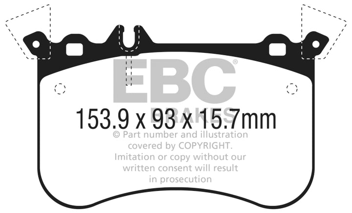 EBC 14-18 Mercedes CLA45 AMG w/13.8in Front Rotors Yellowstuff Front Brake Pads - Bull Strap