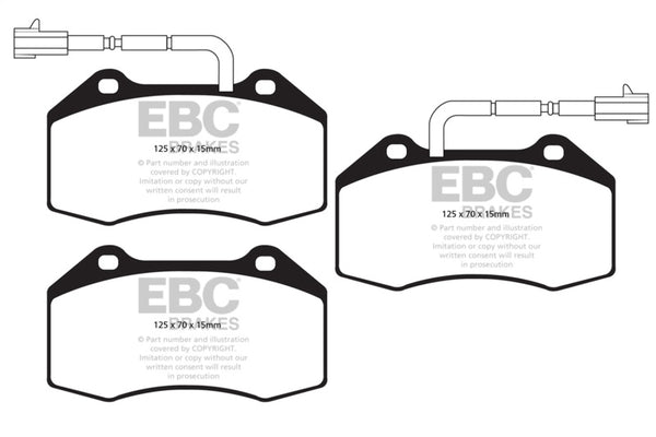 EBC 14+ Alfa Romeo 4C 1.75 Turbo Yellowstuff Front Brake Pads - Bull Strap