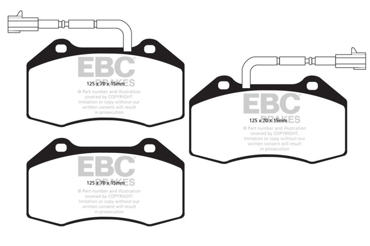 EBC 14+ Alfa Romeo 4C 1.75 Turbo Yellowstuff Front Brake Pads - Bull Strap