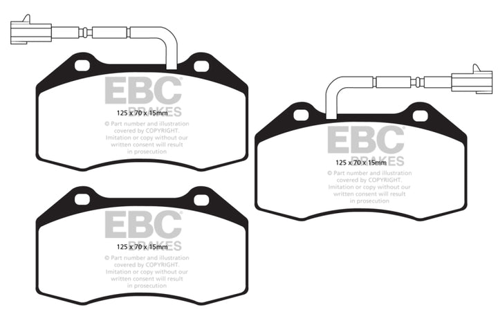 EBC 14+ Alfa Romeo 4C 1.75 Turbo Yellowstuff Front Brake Pads - Bull Strap