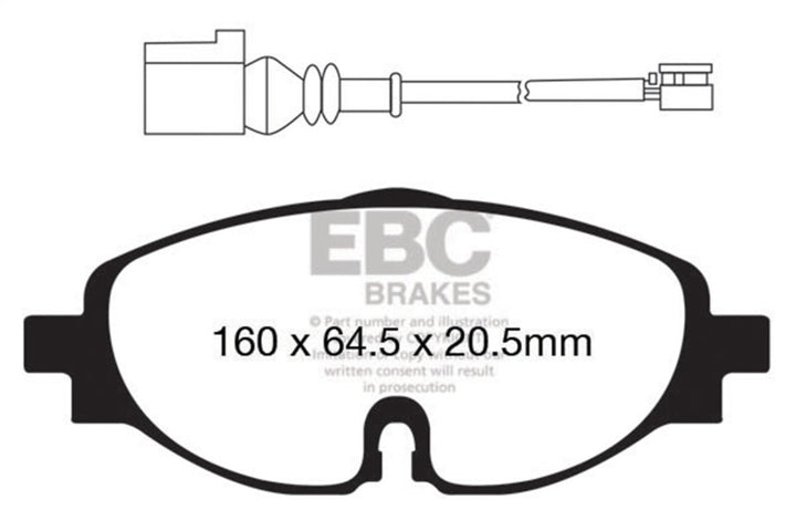 EBC 14+ Audi A3 1.8 Turbo Yellowstuff Front Brake Pads - Bull Strap