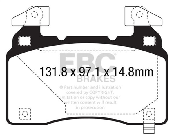 EBC 14+ Cadillac CTS Vsport 3.6 Twin Turbo Yellowstuff Front Brake Pads - Bull Strap