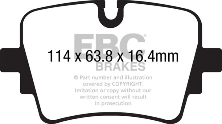 EBC 14+ Jaguar F-Type (Cast Iron Rotors Only) 5.0 Supercharged (490) Yellowstuff Rear Brake Pads - Bull Strap
