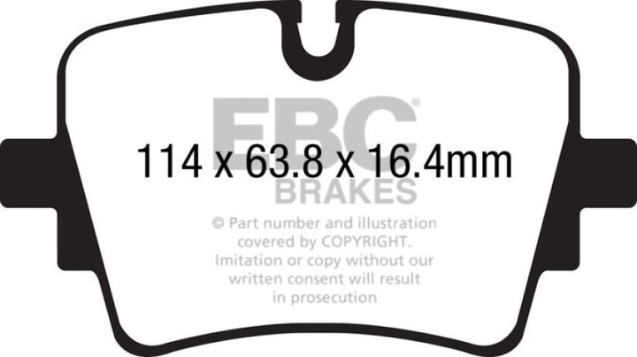 EBC 14+ Jaguar F-Type (Cast Iron Rotors Only) 5.0 Supercharged (490) Yellowstuff Rear Brake Pads - Bull Strap