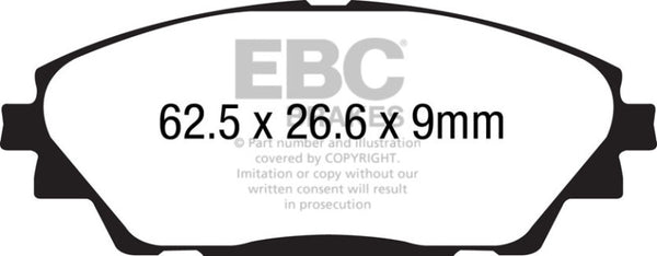 EBC 14+ Mazda 3 2.0 (Japan Build) Yellowstuff Front Brake Pads - Bull Strap