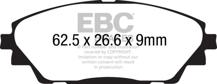 EBC 14+ Mazda 3 2.0 (Japan Build) Yellowstuff Front Brake Pads - Bull Strap