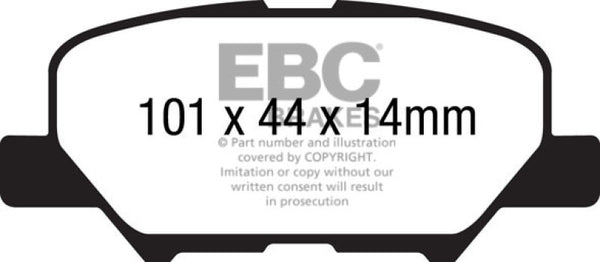EBC 14+ Mazda 3 2.0 (Mexico Build) Yellowstuff Rear Brake Pads - Bull Strap
