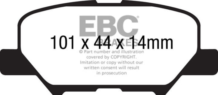 EBC 14+ Mazda 3 2.0 (Mexico Build) Yellowstuff Rear Brake Pads - Bull Strap