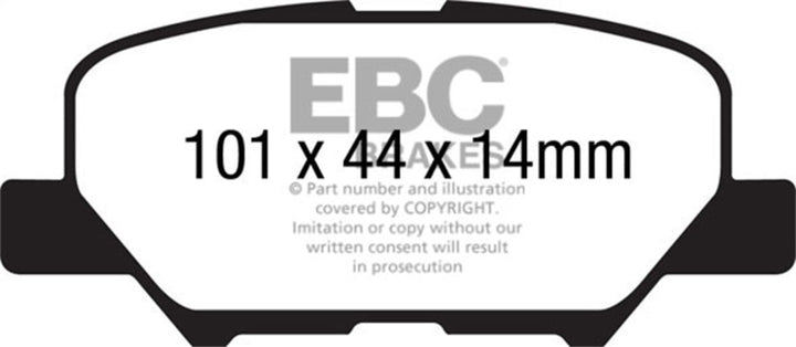 EBC 14+ Mazda 3 2.0 (Mexico Build) Yellowstuff Rear Brake Pads - Bull Strap