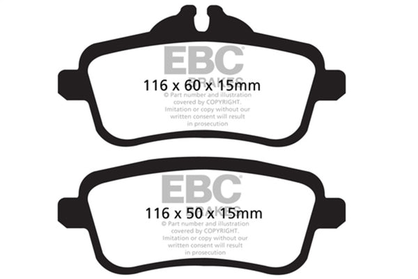 EBC 14+ Mercedes-Benz CLA45 AMG 2.0 Turbo Redstuff Rear Brake Pads - Bull Strap