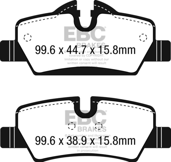 EBC 14+ Mini Hardtop 1.5 Turbo Cooper Yellowstuff Rear Brake Pads - Bull Strap