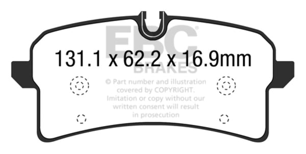 EBC 14+ Porsche Macan (Cast Iron Rotors only) 3.6 Twin Turbo Yellowstuff Rear Brake Pads - Bull Strap
