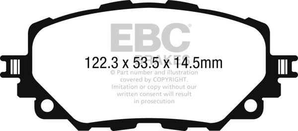 EBC 15-17 Mazda Miata MX-5 Redstuff Ceramic Low Dust Front Brake Pads - Bull Strap