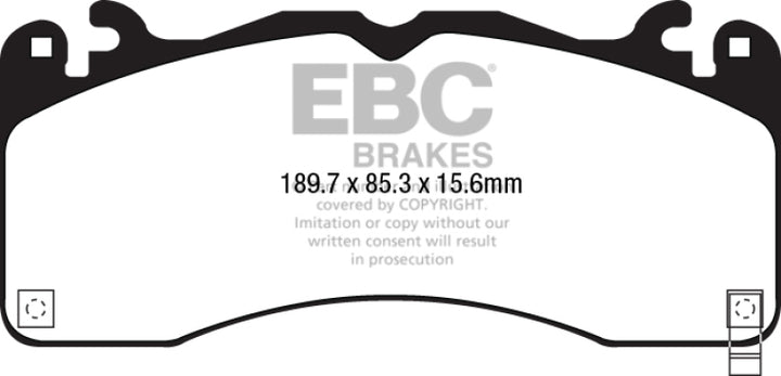 EBC 15-23 Ford Mustang 5.0L (Gen 6) Redstuff Front Brake Pads - Bull Strap
