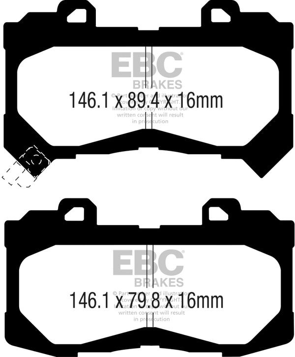 EBC 15+ Chevrolet Colorado 2.5 Greenstuff Front Brake Pads - Bull Strap